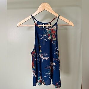 Blue floral blouse (L)